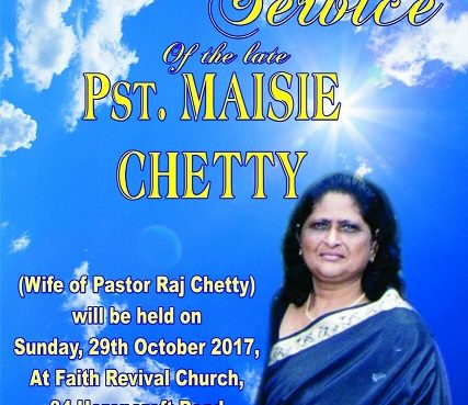 Obituary Ps Maisie Chetty
